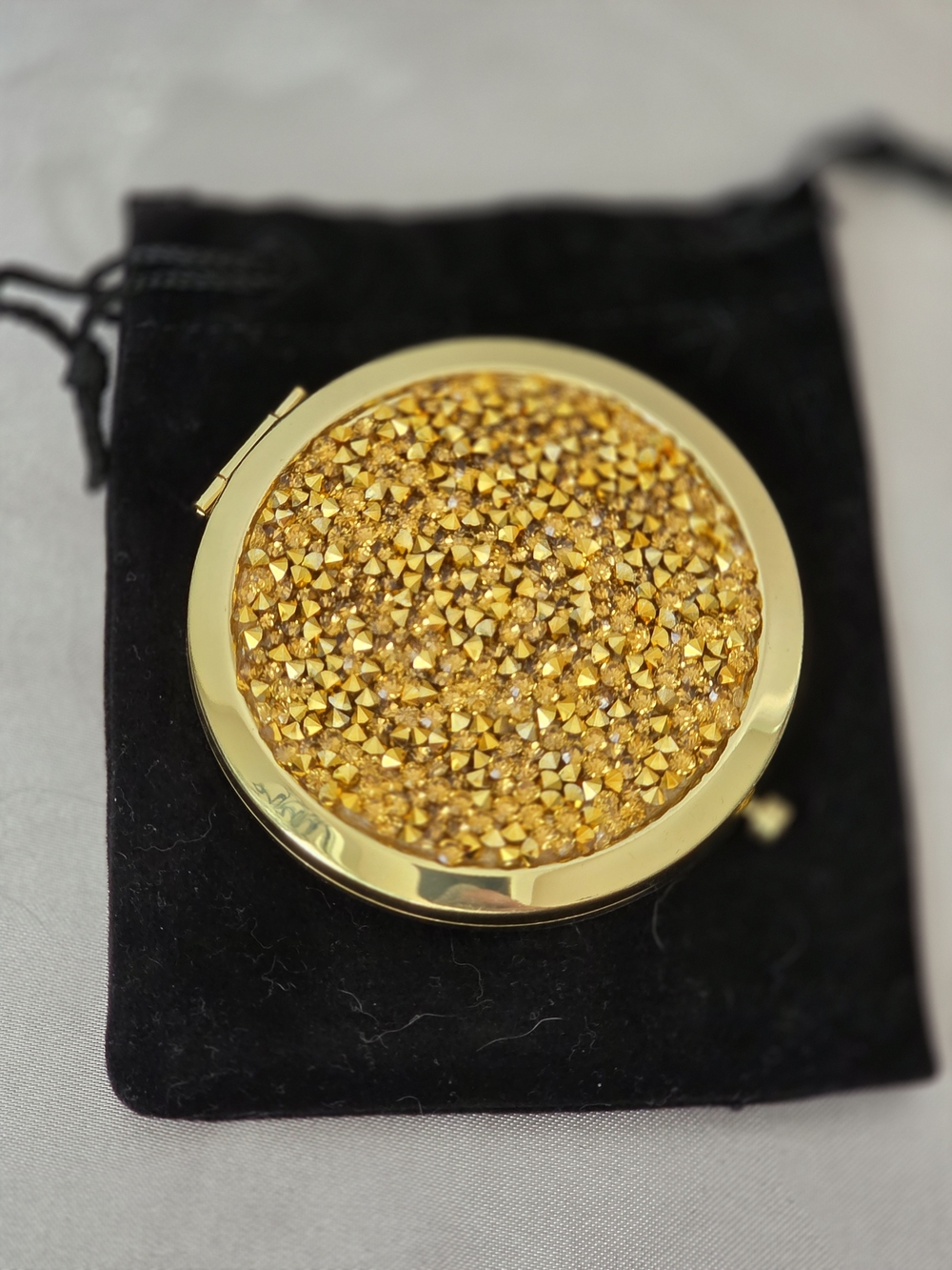 Gold Crystal Compact Mirror - Sparkling Top